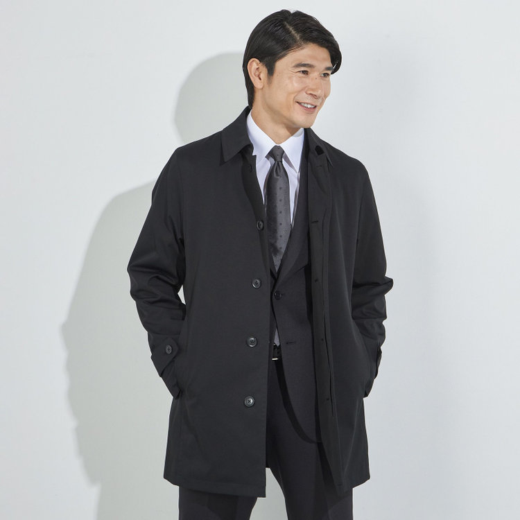 ジョンピアースブラック 【JOHN PEARSE Black】【秋冬】ステンカラーコート/ブラック/撥水加工 黒