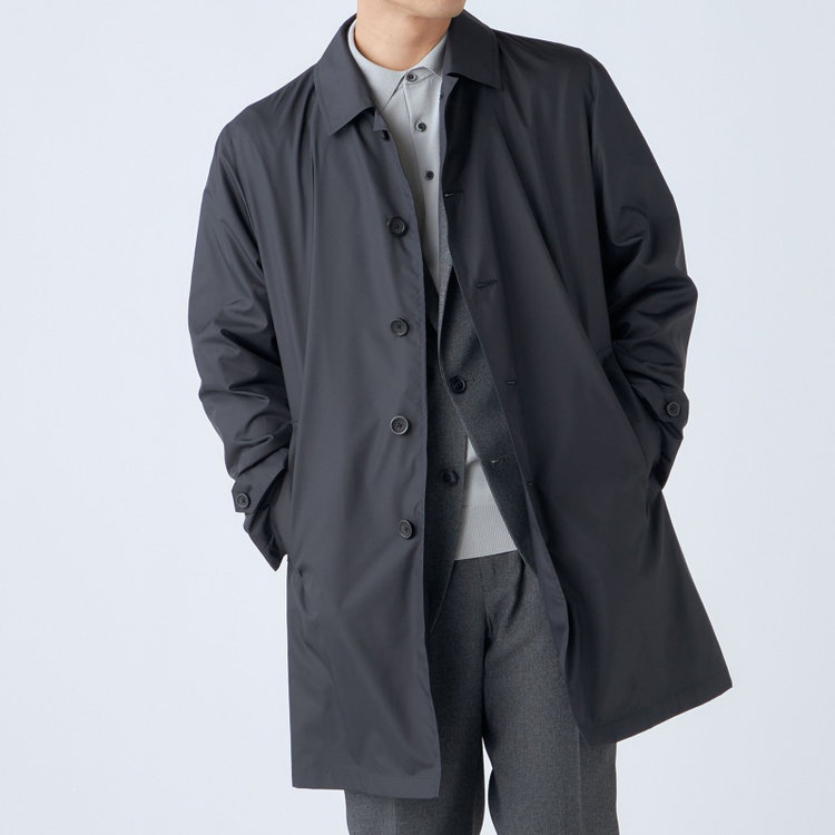 ソノタ（KONAKA用） 【BALLESTRINO】【春】スプリングコート/ブラック/アクアベルUT「防花粉」「透湿」「防風」「撥水」 紺中間