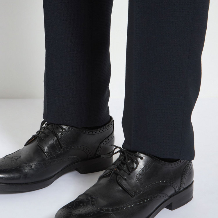 ＪＰコンフォート ネイビー 【JOHN PEARSE comfort navy】【春夏】1タックパンツ/ネイビー×ドットエアー＆カラミ織り/ウエストムーブ仕様/※裾上げ必要 紺中間