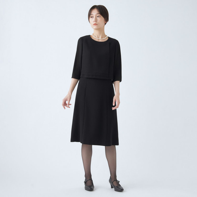 ＢＩＥＮ ＢＥＬＬＥ 【BIEN BELLE】【年間】【ウォッシャブル】ノーカラーサテン縁取りアンサンブルレディースフォーマル 黒