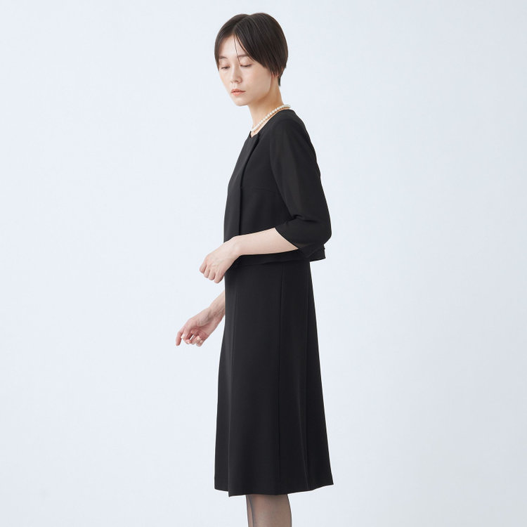ＢＩＥＮ ＢＥＬＬＥ 【BIEN BELLE】【年間】【ウォッシャブル】ノーカラーサテン縁取りアンサンブルレディースフォーマル 黒