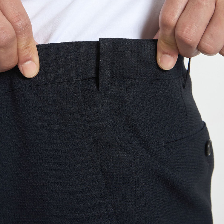 ＪＰコンフォート ネイビー 【JOHN PEARSE comfort navy】【春夏】1タックパンツ/ネイビー×ドットエアー＆カラミ織り/ウエストムーブ仕様/※裾上げ必要 紺中間