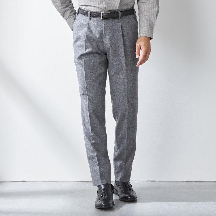 スタンリーブラッカ 【stanley blacker new york】【秋冬】ライトフランネルパンツ/※裾上げ必要 グレー淡色