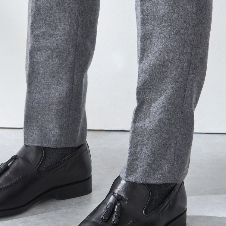 スタンリーブラッカ 【stanley blacker new york】【秋冬】ライトフランネルパンツ/※裾上げ必要 グレー淡色