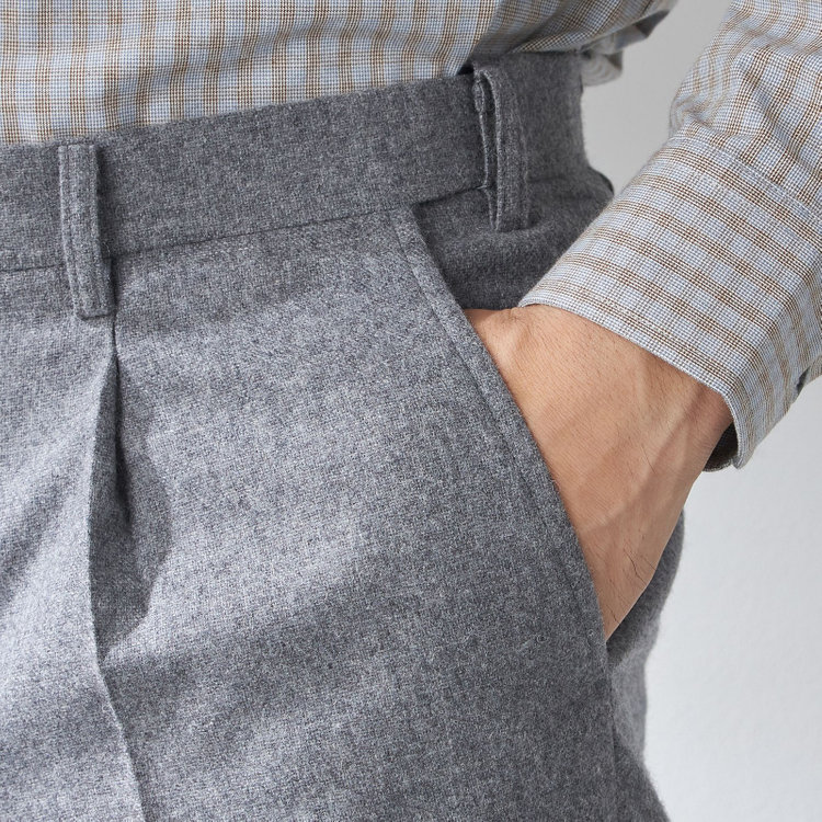 スタンリーブラッカ 【stanley blacker new york】【秋冬】ライトフランネルパンツ/※裾上げ必要 グレー淡色