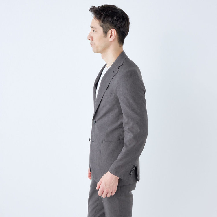 ＪＰ コンフォート 【JOHN PEARSE comfort】【春夏】2釦シングルスーツ ショートタック/グレー/パッチポケット/ウエストシャーリング仕様/※パンツ裾上げ済み仕様 グレー濃色
