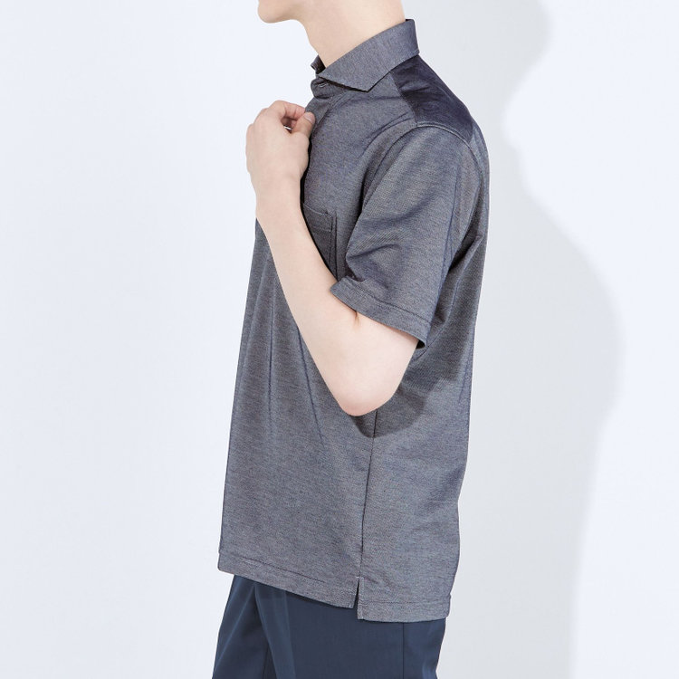 ＪＰコンフォート ネイビー 【半袖】【JOHN PEARSE comfort navy】【ノーアイロン】ボタンダウンビズポロシャツ プルオーバータイプ/ネイビーグレー/ULTRA MOVE/ニット素材 青濃色