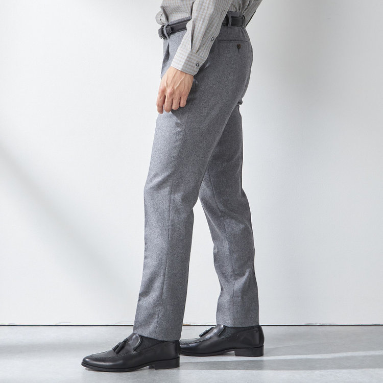 スタンリーブラッカ 【stanley blacker new york】【秋冬】ライトフランネルパンツ/※裾上げ必要 グレー淡色