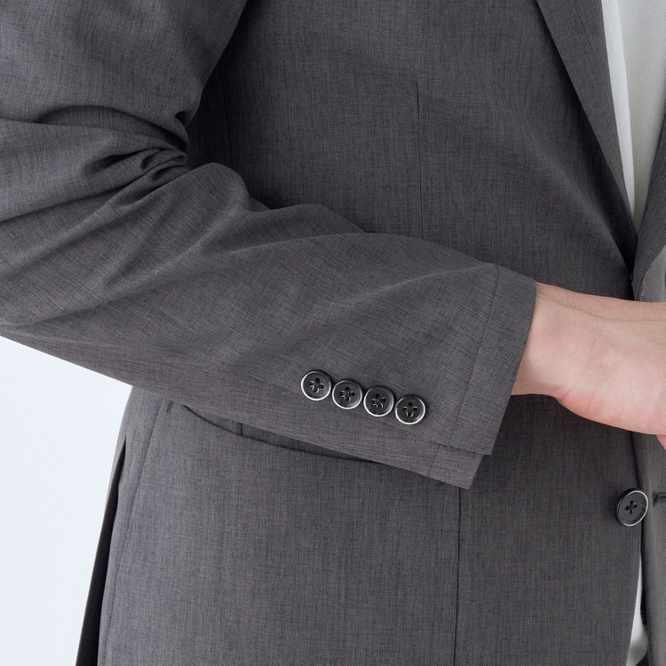 ＪＰ コンフォート 【JOHN PEARSE comfort】【春夏】2釦シングルスーツ ショートタック/グレー/パッチポケット/ウエストシャーリング仕様/※パンツ裾上げ済み仕様 グレー濃色