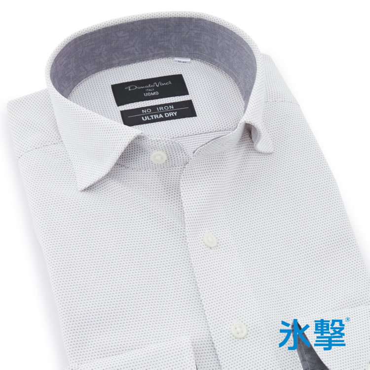 ドナートヴィンチウォモ 【氷撃：酷暑対策シャツ】【Donato Vinci Italy Uomo】【STYLISH】【ノーアイロン】ワイドカラードレスワイシャツ/グレー＆ホワイト×ドビー/襟裏別布/ULTRA MOVE/ニット素材 グレー淡色