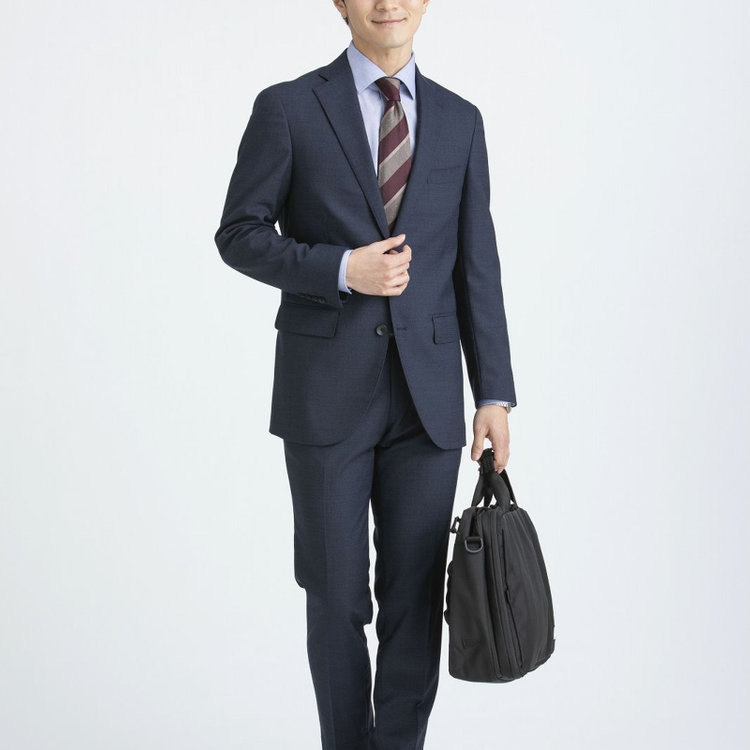 ＪＰ コンフォート 【JOHN PEARSE comfort】【秋冬】7WAY コーディネイトパンツ付き/2釦シングルスリーピーススーツ ショートタック/ネイビー×ソリッド+グレーパンツ/ULTRA MOVE/ウエストシャーリング/ウォッシャブル/ストレッチ ネイビー系(紺)