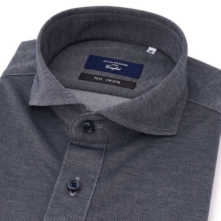 ＪＰコンフォート ネイビー 【半袖】【JOHN PEARSE comfort navy】【ノーアイロン】ボタンダウンビズポロシャツ プルオーバータイプ/ネイビーグレー/ULTRA MOVE/ニット素材 青濃色