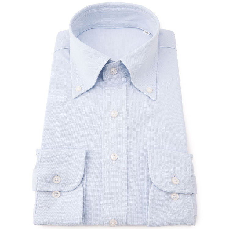 ＪＰコンフォート ネイビー 【軽涼】【JOHN PEARSE comfort navy】ボタンダウンカラーワイシャツ/ブルー×ドビー/ULTRA LIGHT SPEC/ULTRA MOVE「ニット素材」「ノーアイロン」「ストレッチ」「高通気性」 青淡色
