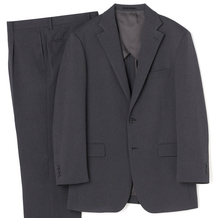 トゥルートップ 【TRUE TOP】【年間】2釦シングルスーツ ワンタックパンツ / チャコールグレー / パンツウォッシャブル ※裾直し必要 グレー濃色