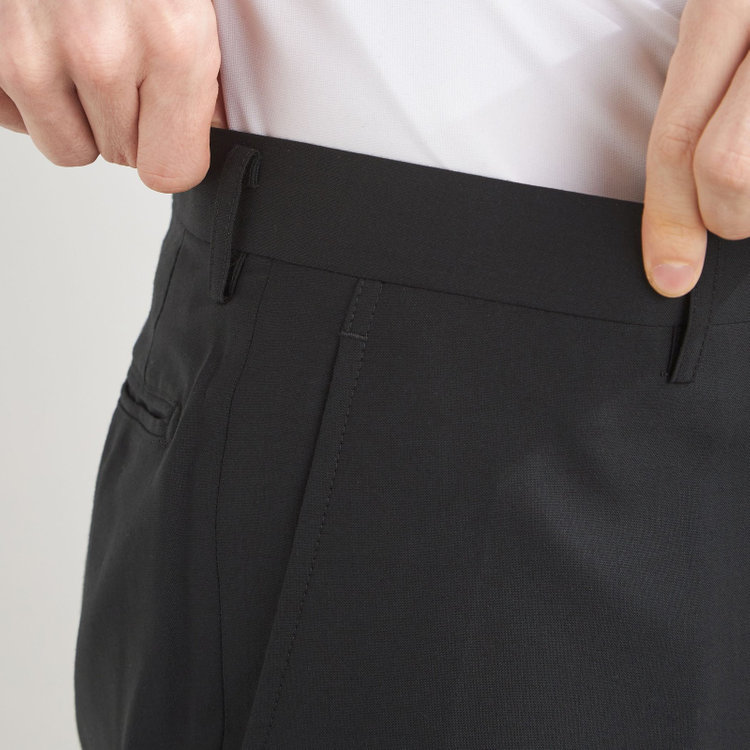 ジョンピアース 【JOHN PEARSE Black SELECT LINE】【年間】0タックパンツ/ブラック×ソリッド/ULTRA TOUGH S/SHOWER CLEAN/※裾直し必要 黒