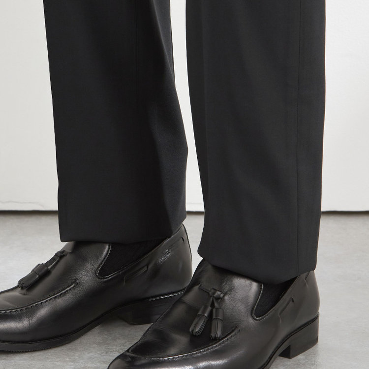 ジョンピアース 【JOHN PEARSE Black SELECT LINE】【年間】0タックパンツ/ブラック×ソリッド/ULTRA TOUGH S/SHOWER CLEAN/※裾直し必要 黒