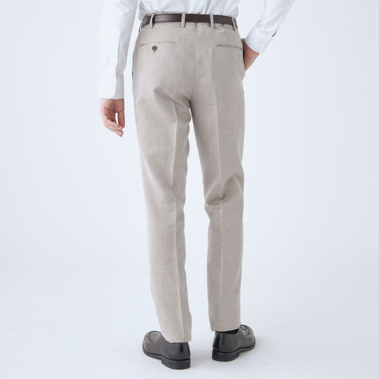 スタンリーブラッカ 【stanley blacker new york】【春夏】1タックスラックス/ベージュ/ウエストムーブ仕様/※裾上げ必要 茶淡色