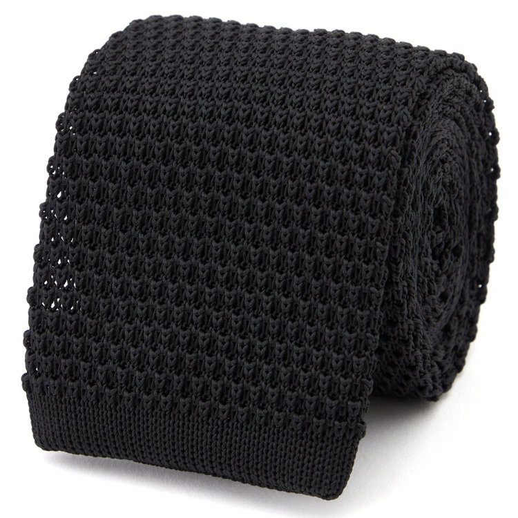 ジョンピアースブラック 【JOHN PEARSE】ニットネクタイ 7.0cm幅/ブラック/ウォッシャブル その他