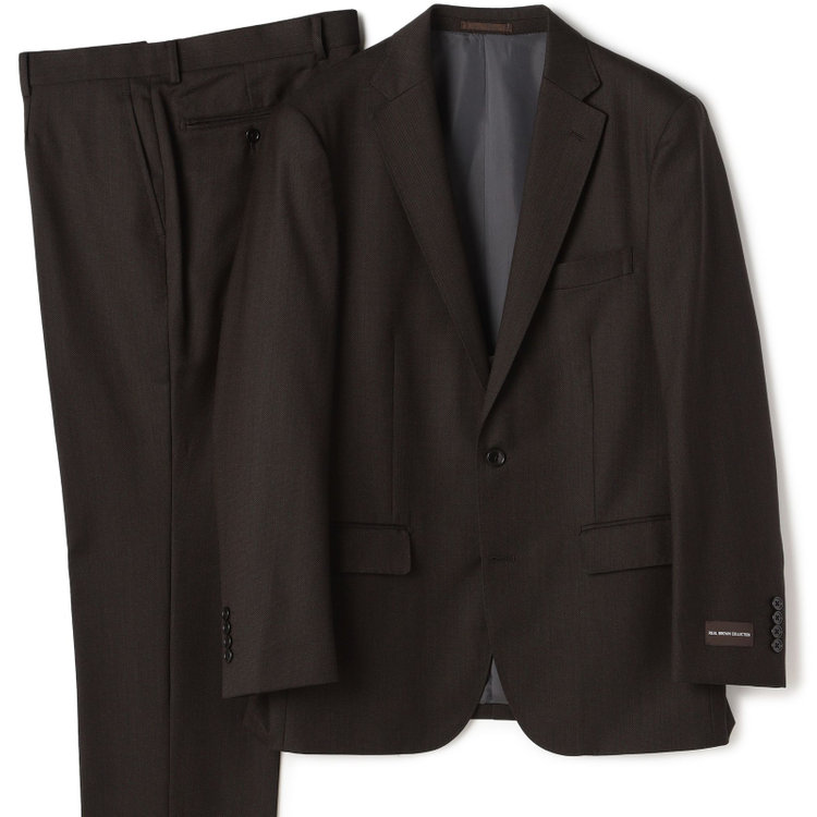 ＫＡＮＳＡＩＭＡＮ 【KANSAIMAN collection】【秋冬】2釦シングルスーツ ショートタック/ブラウン×ピンヘッド/REAL BROWN COLLECTION/NEW ZEALAND WOOL SHOWER CLEAN/SustainaBee Wool 茶中間