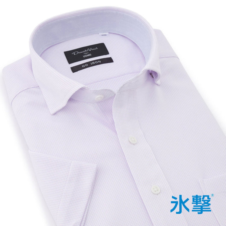 【FREEZETECH 氷撃：酷暑対策シャツ】【半袖】【Donato Vinci Italy Uomo】【STYLISH】【ノーアイロン】ワイドカラードレスワイシャツ/パープル×ドビー/襟裏別布/ULTRA MOVE/ニット素材