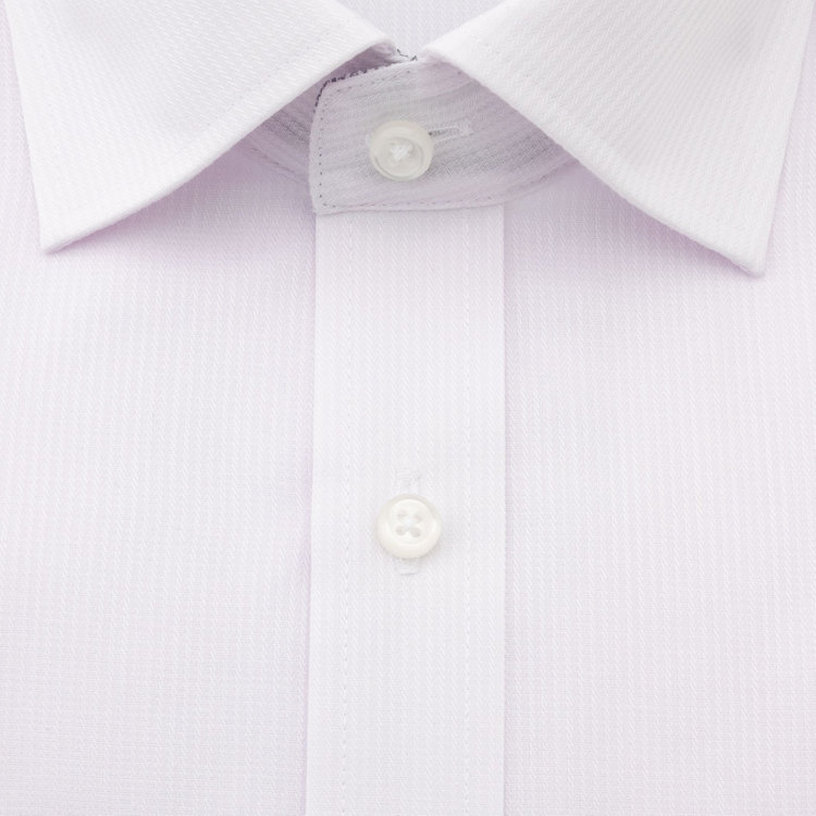 ジョンピアースブラック 【JOHN PEARSE Black】【SLIM】【形態安定】ワイドカラーワイシャツ/ピンク×ドビーストライプ/襟袖裏別布 赤淡色