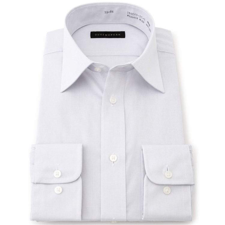 ＤＵＫＥ ＭＯＲＧＡ 【DUKEMORGAN】ワイドカラーワイシャツ/グレー＆ホワイト×チェック グレー系(灰)