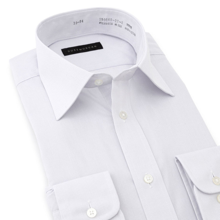 ＤＵＫＥ ＭＯＲＧＡ 【DUKEMORGAN】ワイドカラーワイシャツ/グレー＆ホワイト×チェック グレー系(灰)