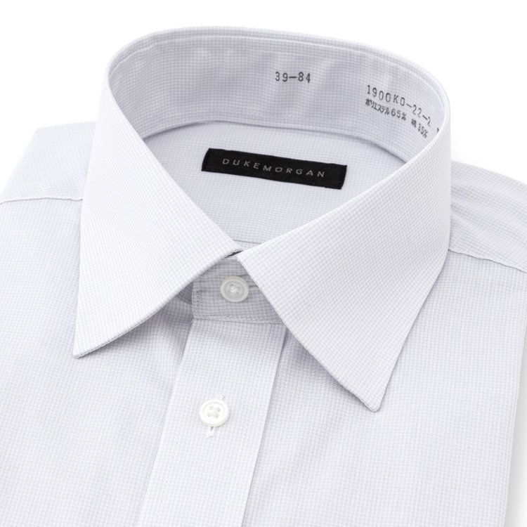 ＤＵＫＥ ＭＯＲＧＡ 【DUKEMORGAN】ワイドカラーワイシャツ/グレー＆ホワイト×チェック グレー系(灰)