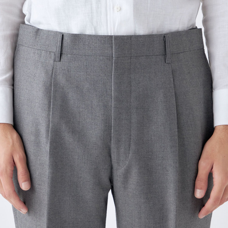 ソノタ（KONAKA用） 【L.O.X】【大きいサイズ】【秋冬】ウールブレンド 1タックパンツスラックス/ライトグレー/ウエストアジャスター仕様/※裾上げ必要 グレー淡色