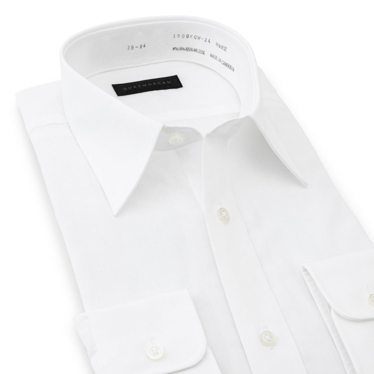 KONAKA　アウトレット 【WEB限定/OUTLET/汚れ・キズ等有】【DUKEMORGAN】【形態安定】レギュラーカラーワイシャツ/ホワイト×ブロード 白