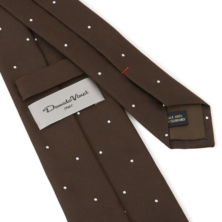 ドナートヴィンチ 【名品】【Donato Vinci Italy】シルクドットネクタイ 8.5cm;幅/ブラウン/MADE IN JAPAN その他