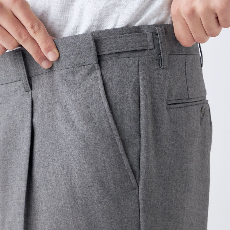 ソノタ（KONAKA用） 【L.O.X】【大きいサイズ】【秋冬】ウールブレンド 1タックパンツスラックス/ライトグレー/ウエストアジャスター仕様/※裾上げ必要 グレー淡色