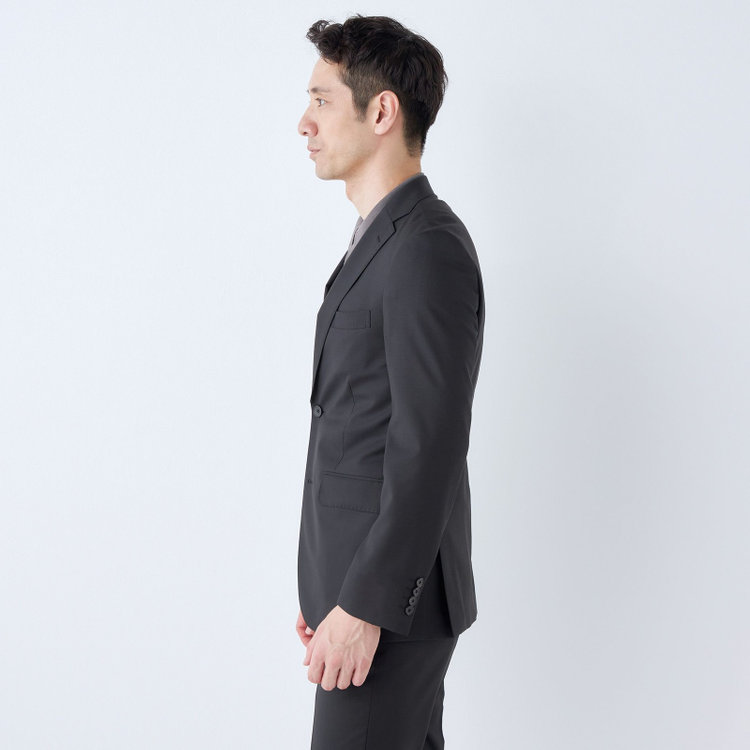 ＪＰ コンフォート 【JOHN PEARSE comfort】【春夏】2釦シングルスーツ ショートタック/ブラック×シャドーチェック/REAL BLACK/NEW ZEALAND WOOLSHOWER CLEAN/SustainaBee Wool/※裾上げ必要 黒