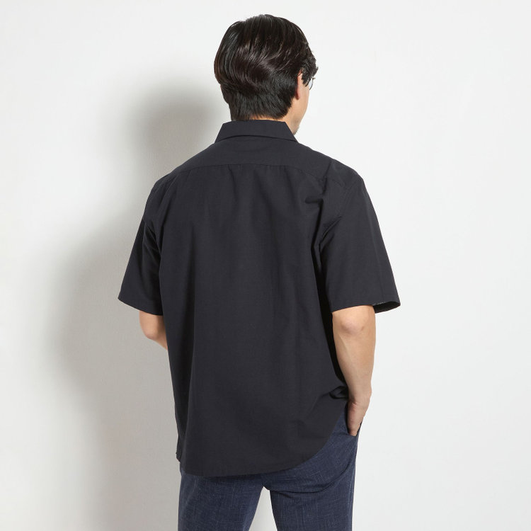 スタンリーブラッカ 【stanley blacker new york】【半袖】コットンリネンシャツ/ネイビー 紺濃色