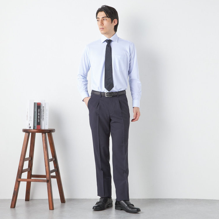 ハイスペックモーション 【HIGH SPEC MOTION】【通年】 ワンタックパンツ / ネイビー ×無地 / ウォッシャブル ※裾直し必要 紺濃色