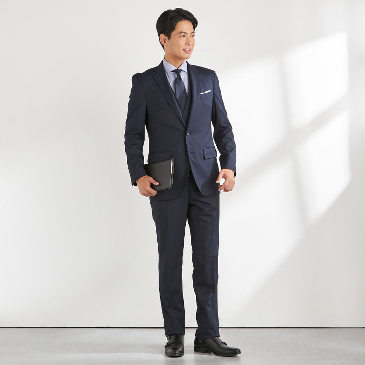 ＪＰセレクトライン 【JOHN PEARSE Black SELECT LINE】【年間】スリーピース2釦シングル0タックスーツ/ネイビー/※裾上げ必要 紺中間