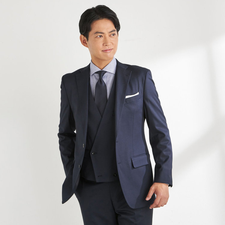 ＪＰセレクトライン 【JOHN PEARSE Black SELECT LINE】【年間】スリーピース2釦シングル0タックスーツ/ネイビー/※裾上げ必要 紺中間