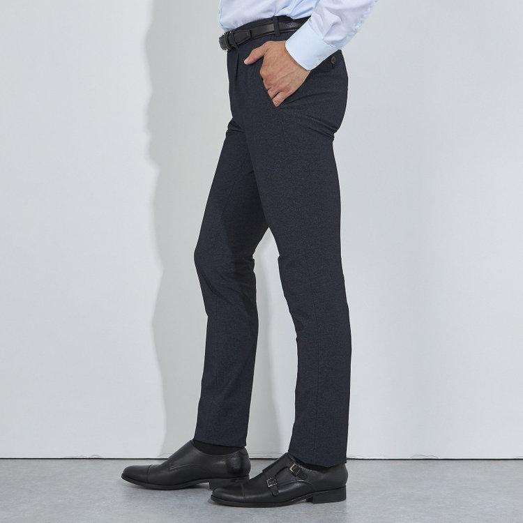 ＪＰコンフォート ネイビー 【JOHN PEARSE comfort navy】【秋冬】1タックパンツ/ネイビー×DENIM LOOK/ウエストムーブ仕様/ULTRA MOVE/※裾上げ必要 紺濃色