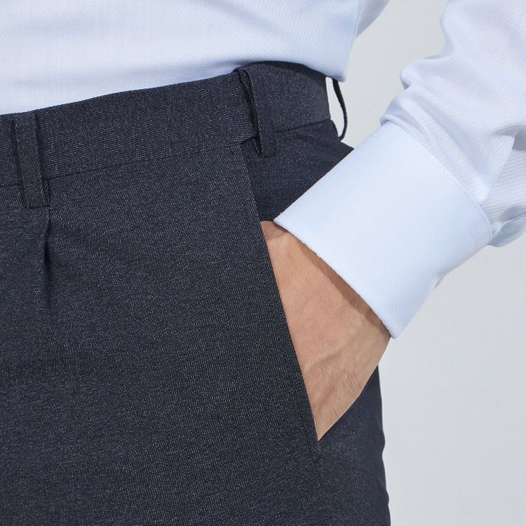 ＪＰコンフォート ネイビー 【JOHN PEARSE comfort navy】【秋冬】1タックパンツ/ネイビー×DENIM LOOK/ウエストムーブ仕様/ULTRA MOVE/※裾上げ必要 紺濃色