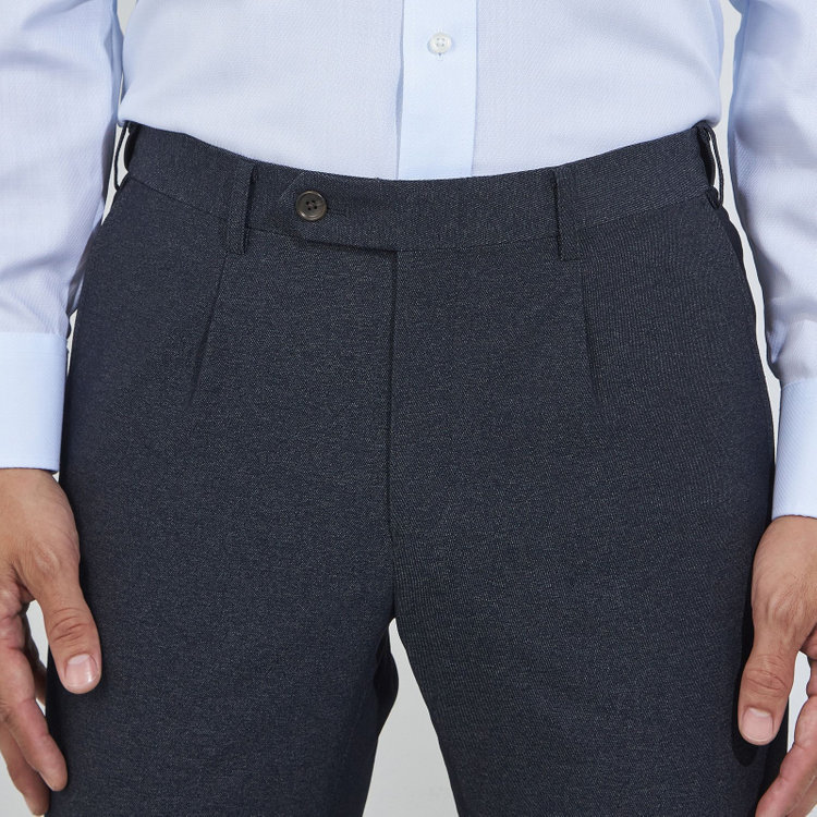 ＪＰコンフォート ネイビー 【JOHN PEARSE comfort navy】【秋冬】1タックパンツ/ネイビー×DENIM LOOK/ウエストムーブ仕様/ULTRA MOVE/※裾上げ必要 紺濃色