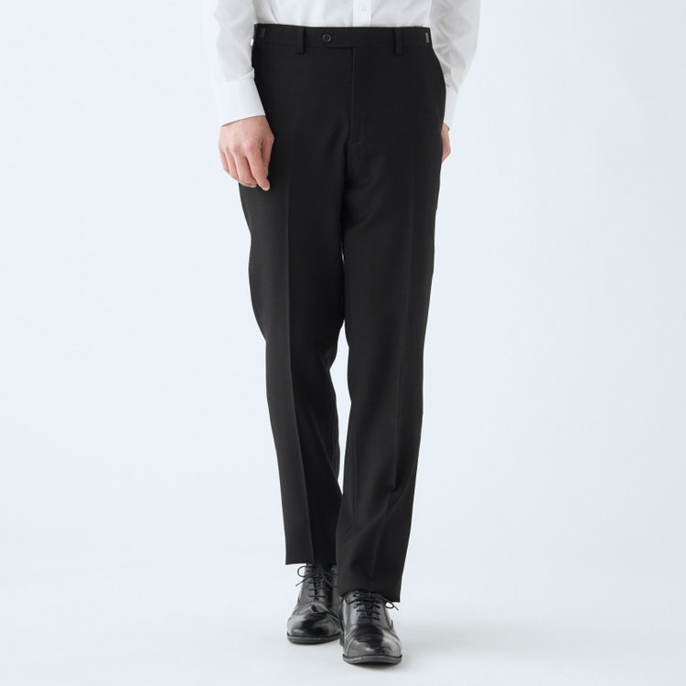 ジョンピアース 【JOHN PEARSE】【スリムシルエット】濃染加工/2釦シングルフォーマルスーツ 0タックパンツ/アジャスター付き/※裾上げ必要 黒