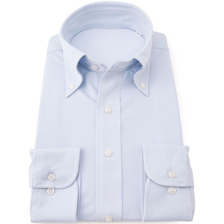 ＪＰコンフォート ネイビー 【軽涼】【JOHN PEARSE comfort navy】ボタンダウンカラーワイシャツ/ブルー×ドビー/ULTRA LIGHT SPEC/ULTRA MOVE「ニット素材」「ノーアイロン」「ストレッチ」「高通気性」 青淡色