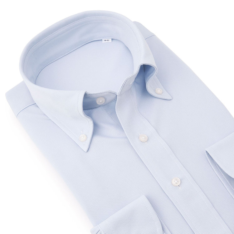 ＪＰコンフォート ネイビー 【軽涼】【JOHN PEARSE comfort navy】ボタンダウンカラーワイシャツ/ブルー×ドビー/ULTRA LIGHT SPEC/ULTRA MOVE「ニット素材」「ノーアイロン」「ストレッチ」「高通気性」 青淡色
