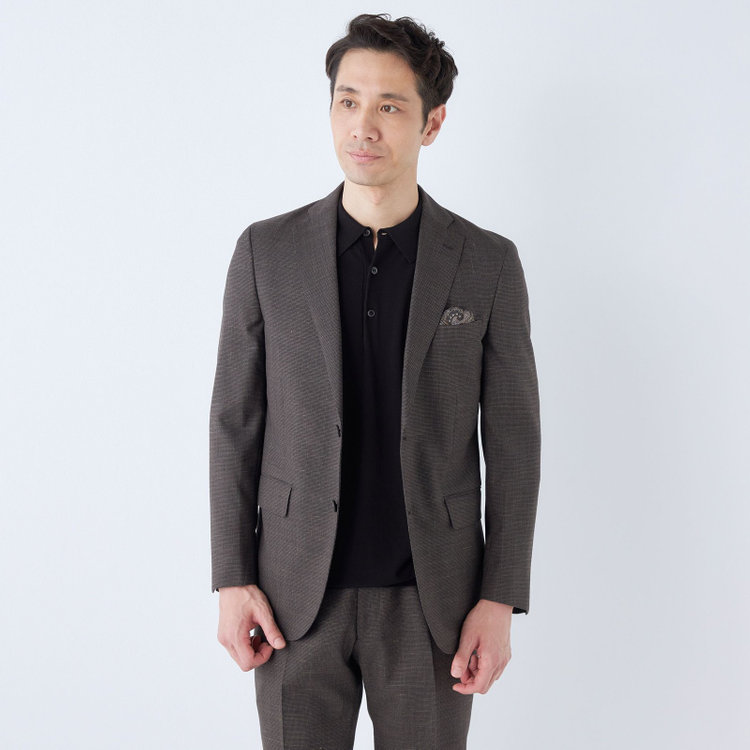 ＪＰ コンフォート 【JOHN PEARSE comfort】【春夏】2釦シングルスーツ ショートタック/ブラウン/REAL BROWN/NEW ZEALAND WOOLSHOWER CLEAN/SustainaBee Wool/※裾上げ必要 茶中間