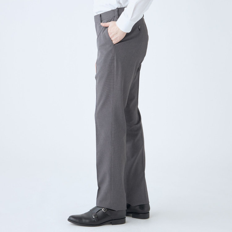 ジョンピアースブラック 【JOHN PEARSE Black SELECT LINE】【春夏】機能性ポリエステル 0タックパンツ/グレー/ウエストムーブ仕様/ULTRA MOVE/※裾上げ必要 グレー中間