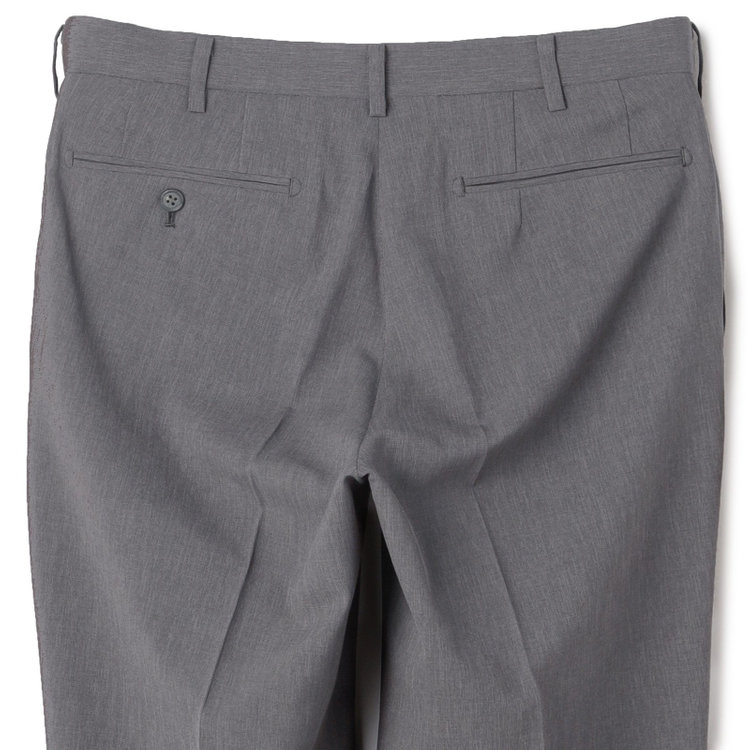 ジョンピアースブラック 【JOHN PEARSE Black SELECT LINE】【春夏】機能性ポリエステル 0タックパンツ/グレー/ウエストムーブ仕様/ULTRA MOVE/※裾上げ必要 グレー中間