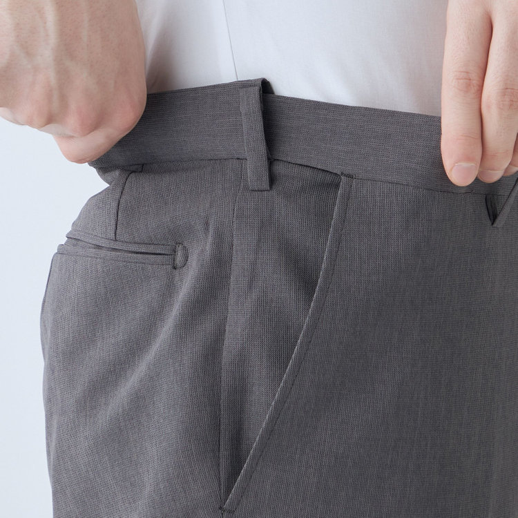 ジョンピアースブラック 【JOHN PEARSE Black SELECT LINE】【春夏】機能性ポリエステル 0タックパンツ/グレー/ウエストムーブ仕様/ULTRA MOVE/※裾上げ必要 グレー中間