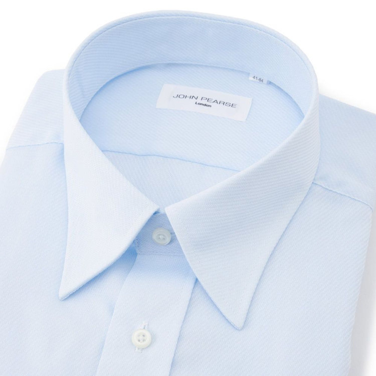 ジョンピアース 【JOHN PEARSE White】【形態安定】レギュラーカラードレスシャツ/ブルー×ドビーツイル/Oil guard 青淡色