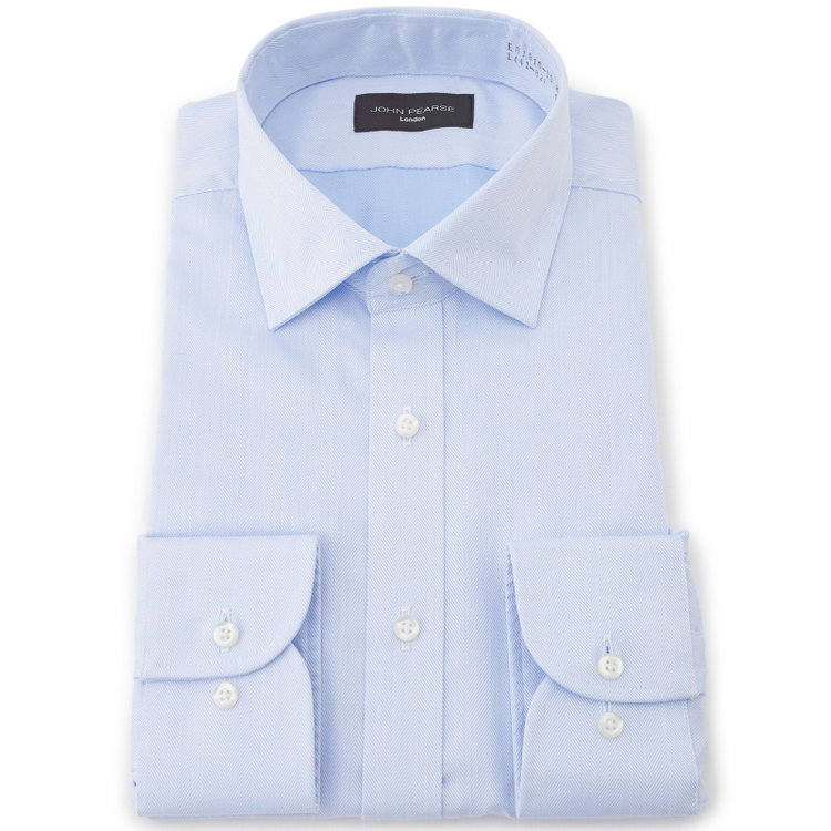 ジョンピアースブラック 【JOHN PEARSE Black】【形態安定】ワイドカラーワイシャツ/ブルードビーストライプ 青淡色