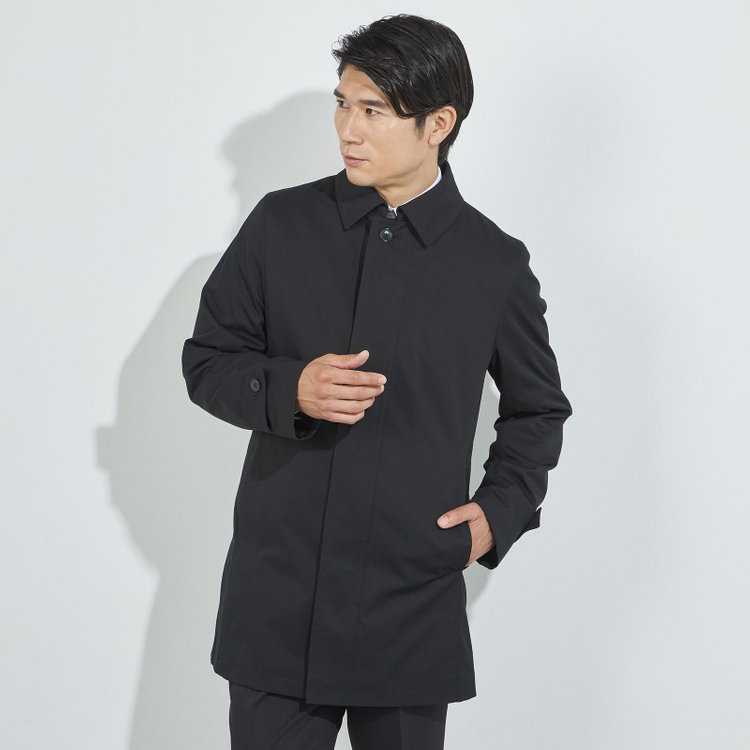 ジョンピアースブラック 【JOHN PEARSE Black】【秋冬】ステンカラーコート/ブラック/撥水加工 黒